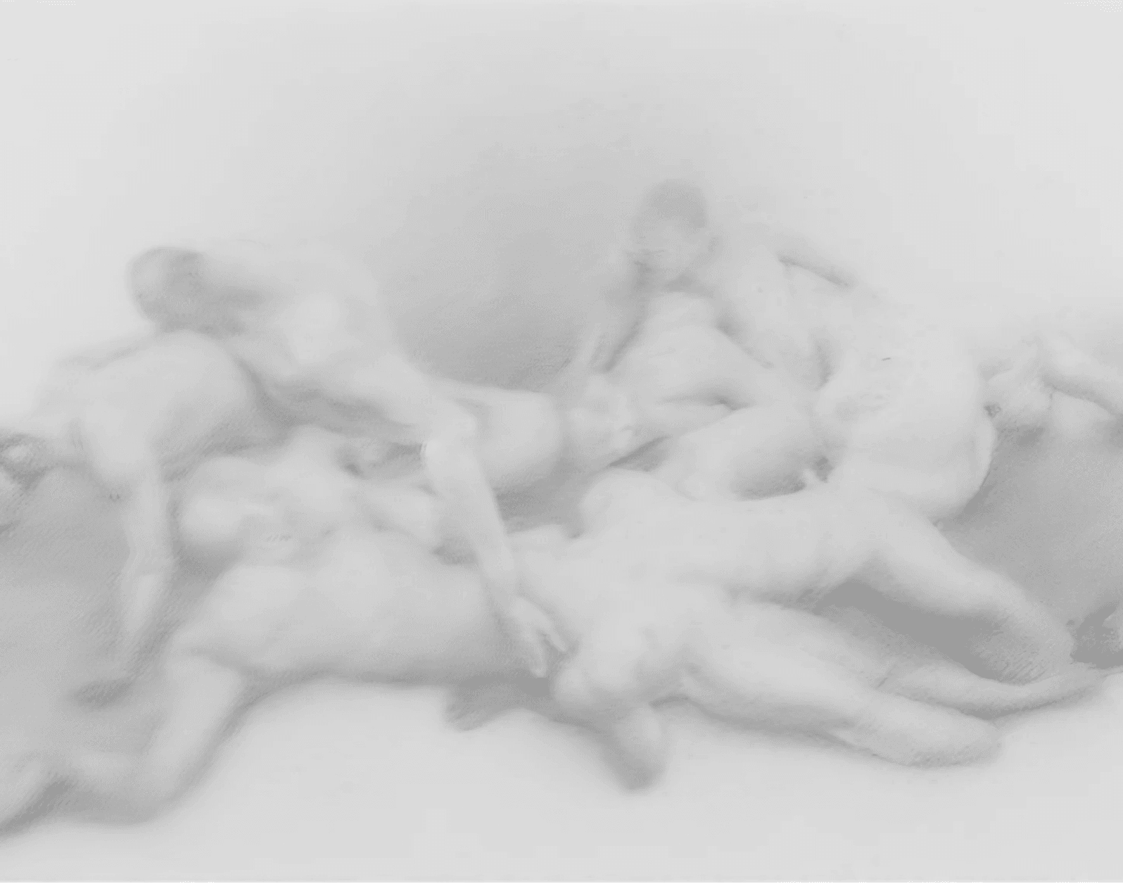 Drawing of morphing bodies in gray tones